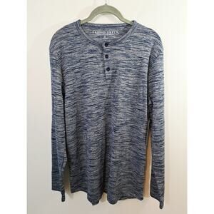 Rustic Souls Men's Blue Spacedye 3 Button Tee Long Sleeve Large New!